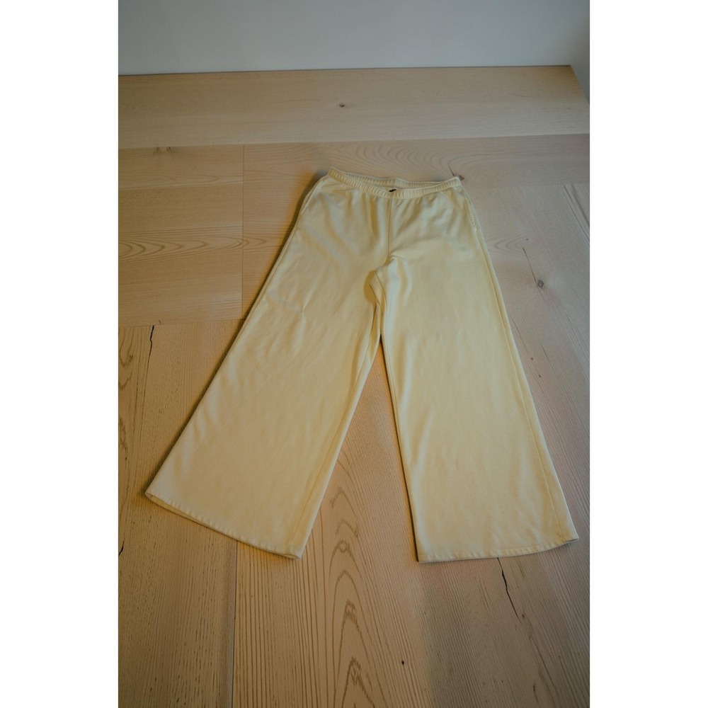 Gap Womens Wide Leg Sweatpants Pale Yellow Fleece Lounge Pants Large